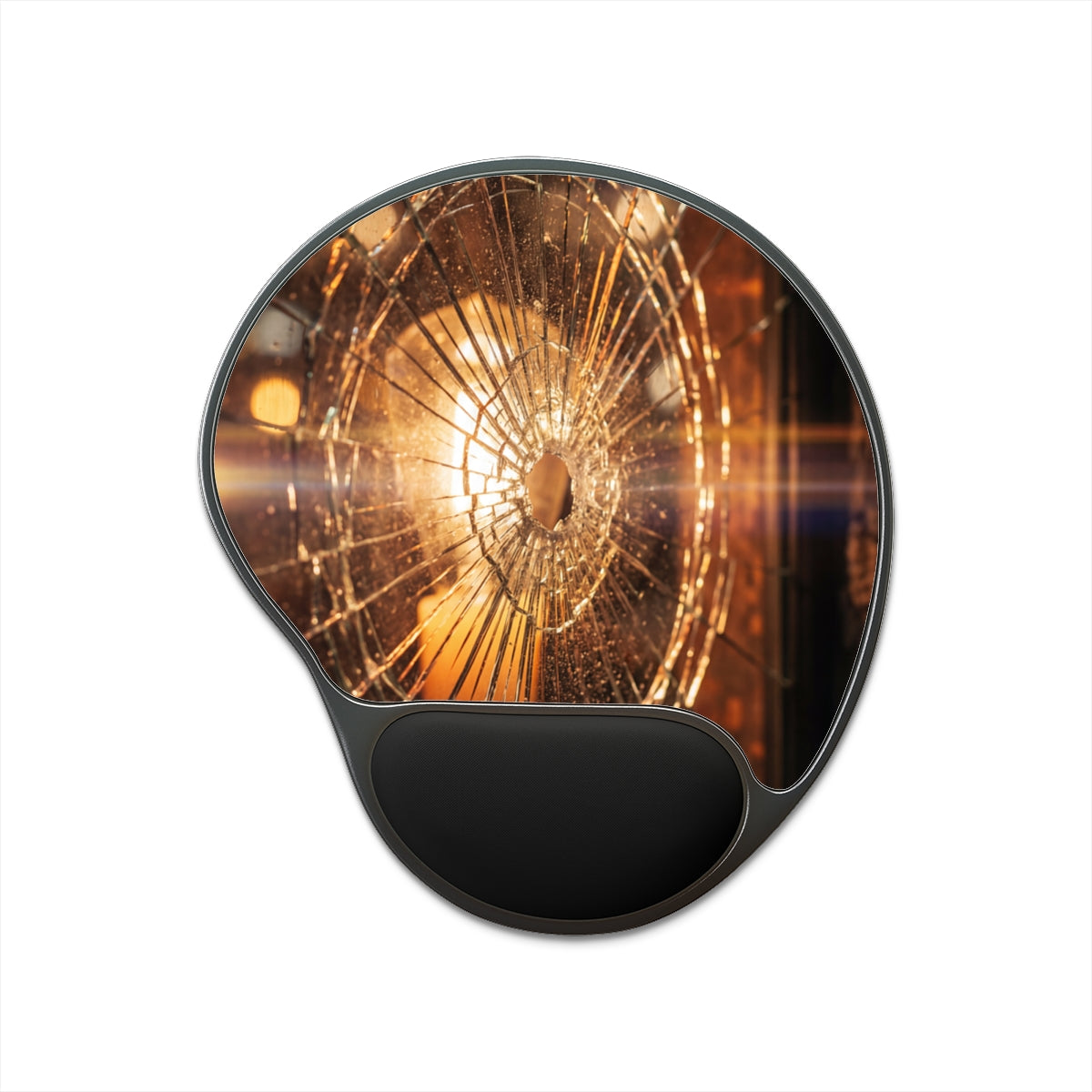Mouse Pad With Wrist Rest - Golden Fracture Kinetic Art |...