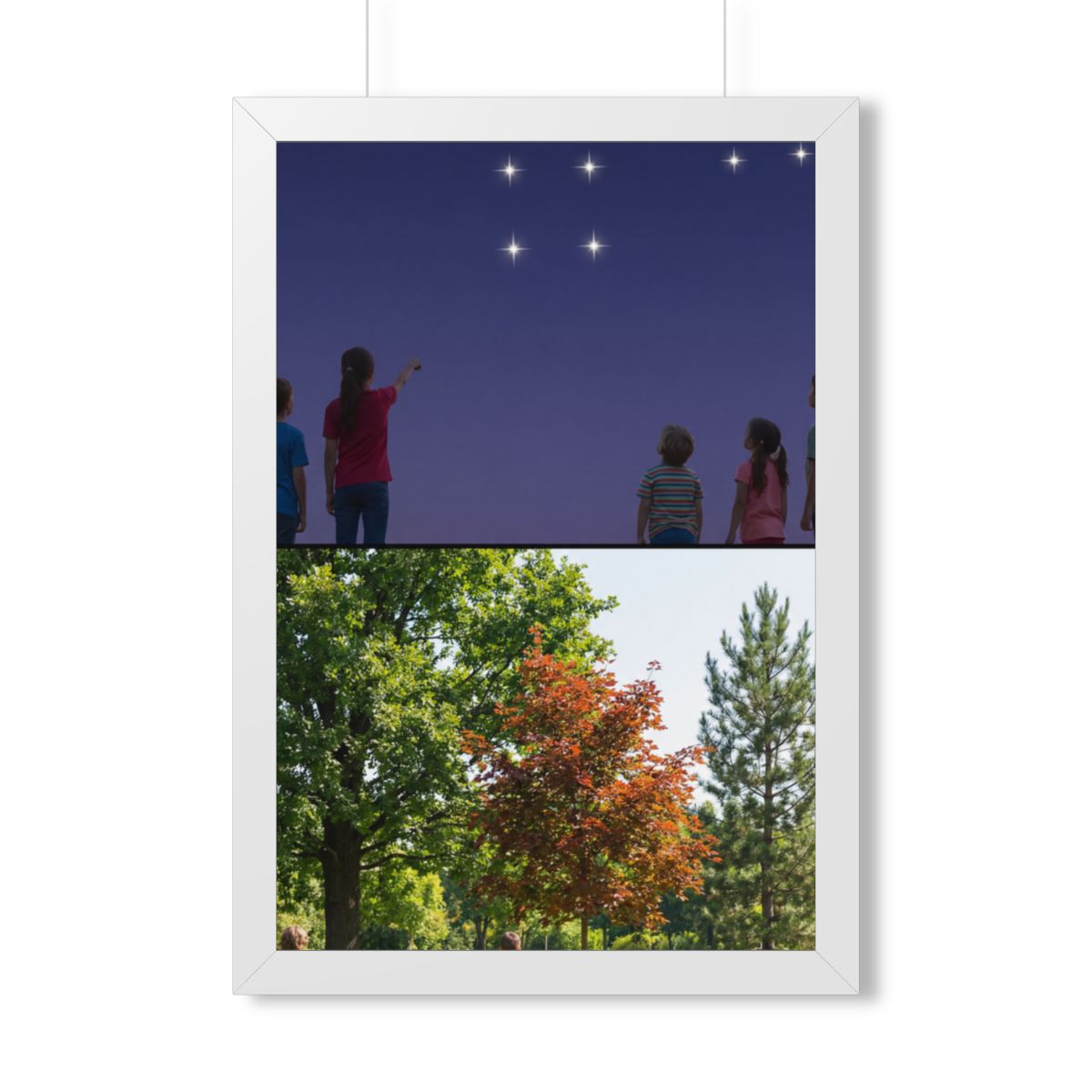 Framed Vertical Poster - Stardust & Forest Discovery — White...