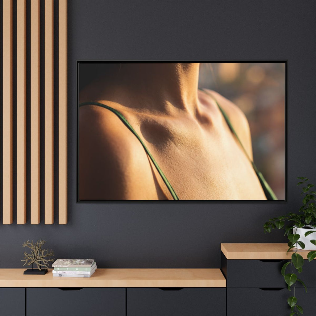 Golden Hour Matte Canvas - Framed Sunset Wall Art — Black /...