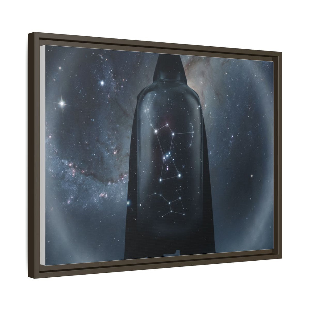 Framed Matte Canvas - Cosmic Sentinel — Espresso / 1.25" (10×8, 12×9, 14×11, 16×12, 20×10, 18×12, 20×16, 24×16, 24×18, 36×12, 24×20, 32×16, 30×20, 30×24, 32×24, 48×16, 36×24, 48×24, 40×30, 60×20, 48×32, 60×30 & 60×40)