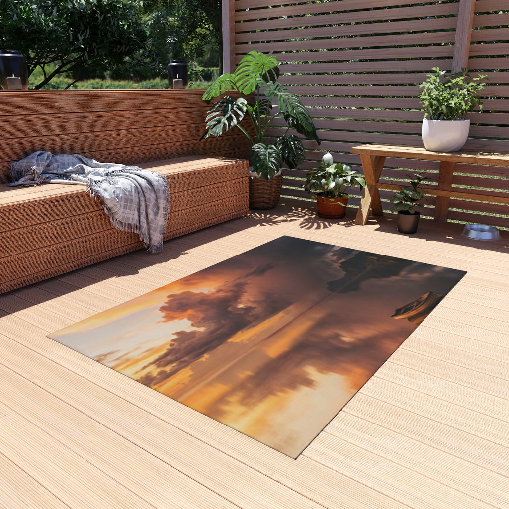 Outdoor Rug - Sunset Storm Horizon Patio Accent | Echovira...