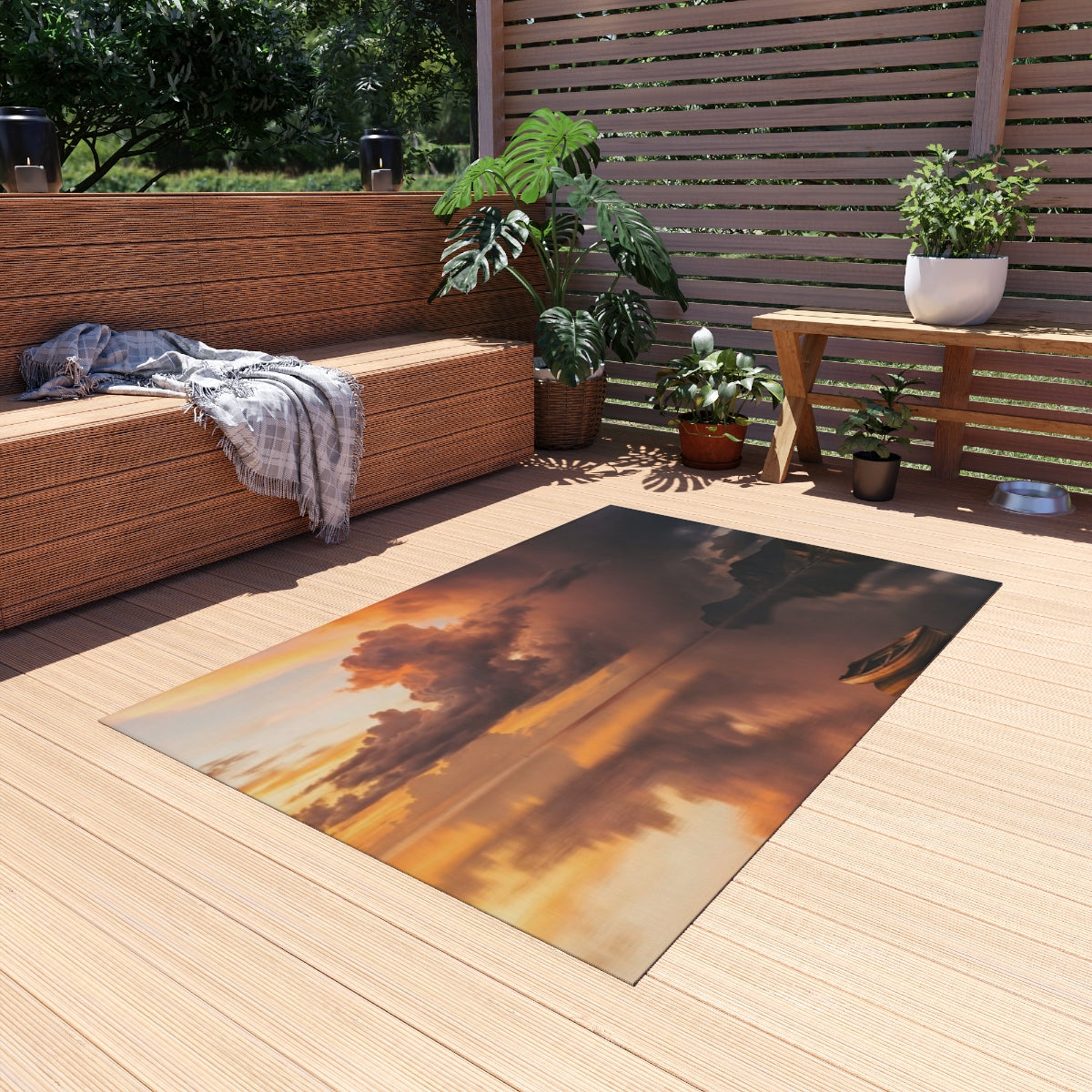 Outdoor Rug - Sunset Storm Horizon Patio Accent | Echovira...