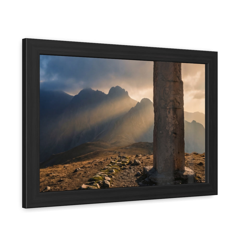 Gerahmtes Poster - Antiker Löwe & Sonne