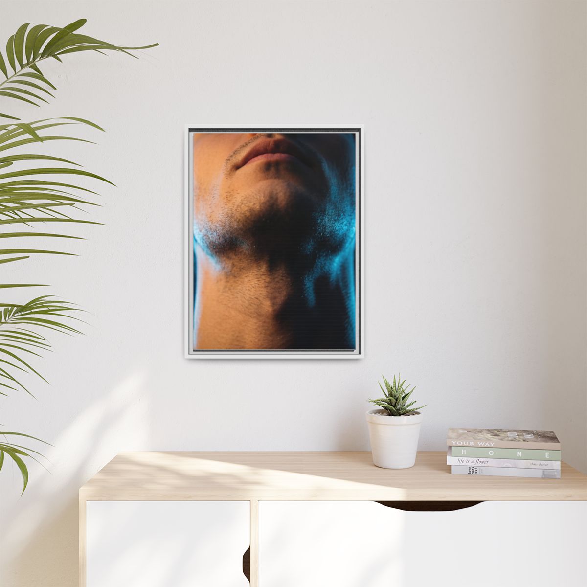 Matte Canvas, Framed - Neon Shadows Cinematic Portrait Art...