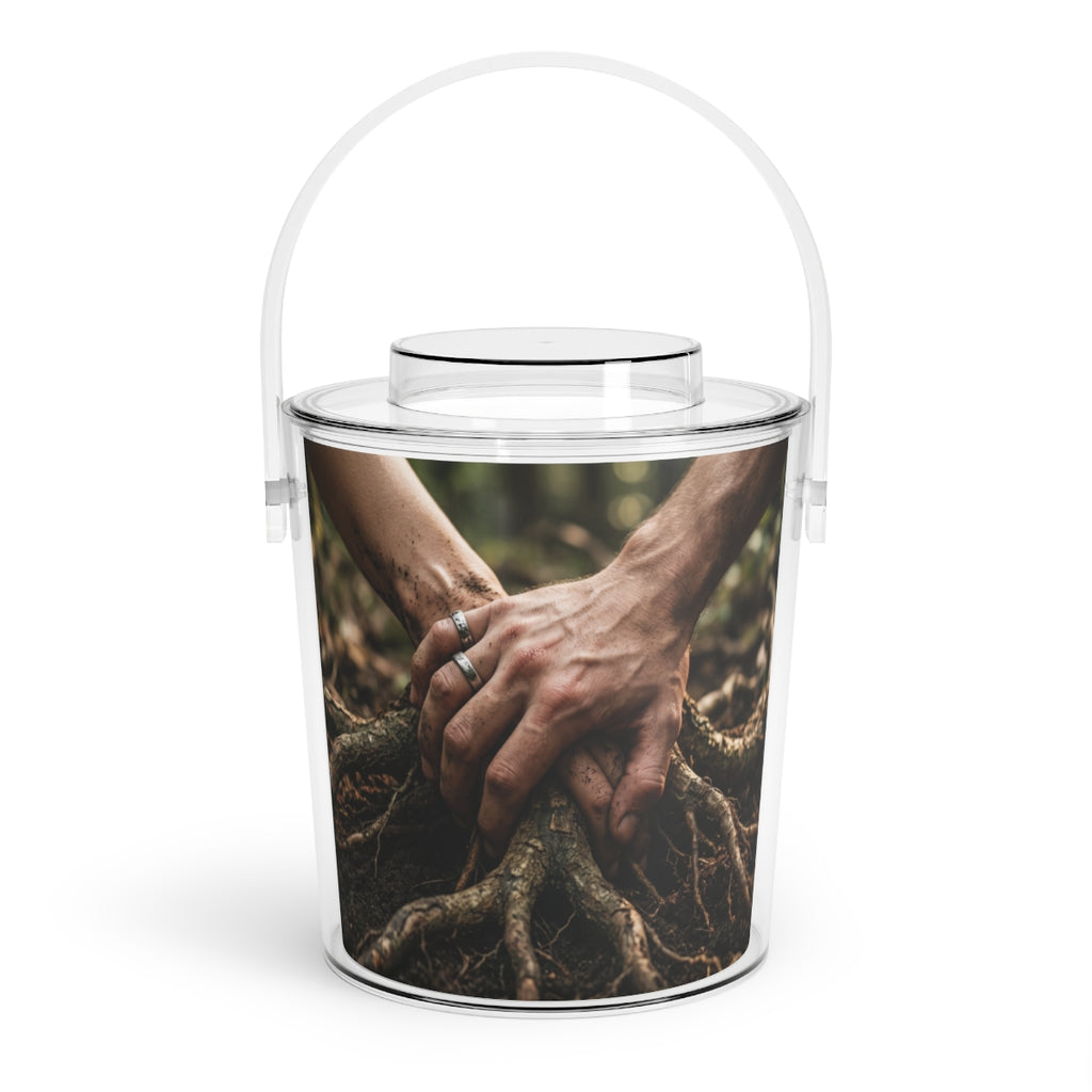 Ice Bucket with Tongs Earthy Forest Roots