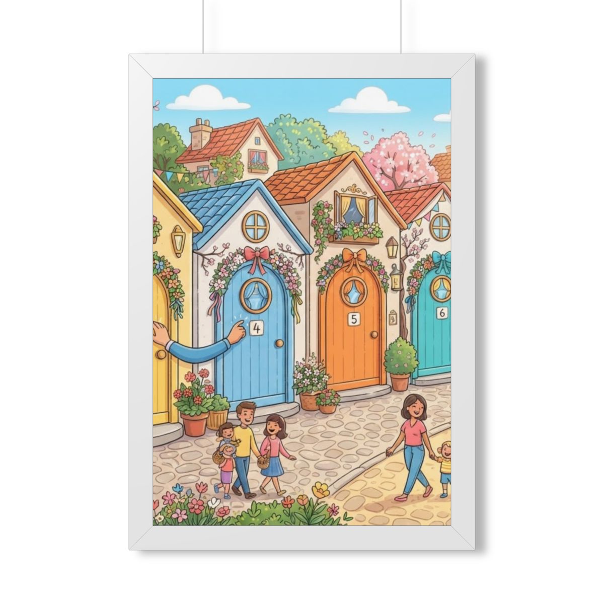 Framed Vertical Poster - Storybook Lane Gateway — White... |...