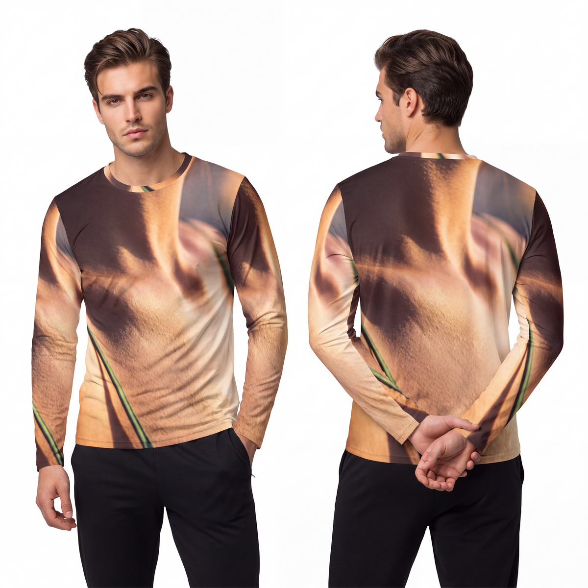 Golden Hour Men's Long Sleeve - Emerald Glow | Echovira...