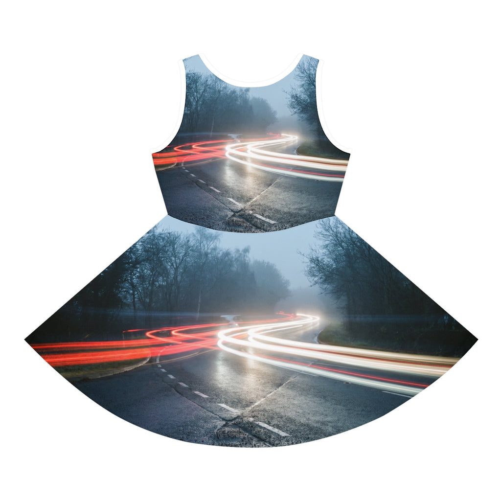 Girls' Sleeveless Sundress Night Road Light Art