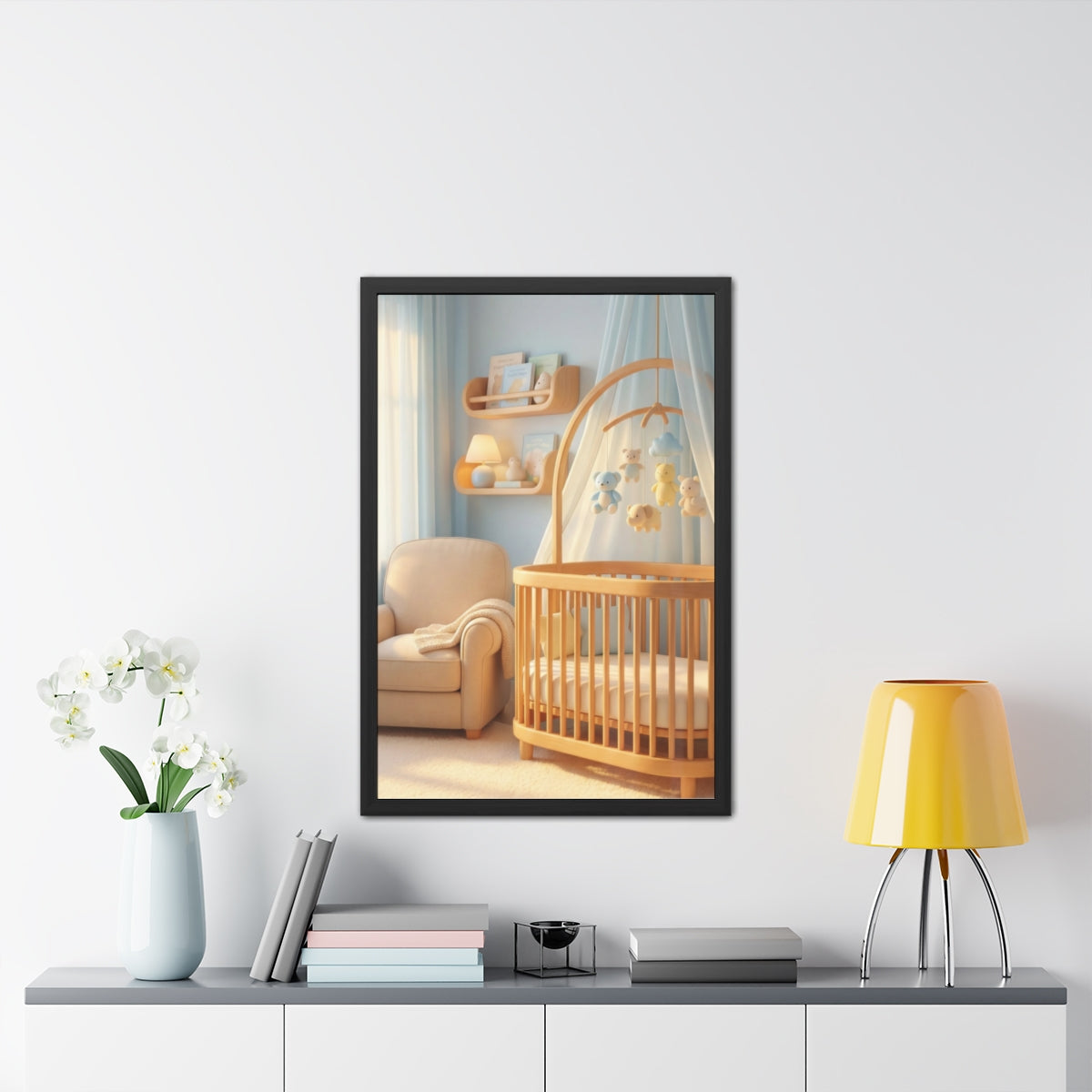 Framed Posters - Dreamy Serene Nursery Art — Portrait (8×12...
