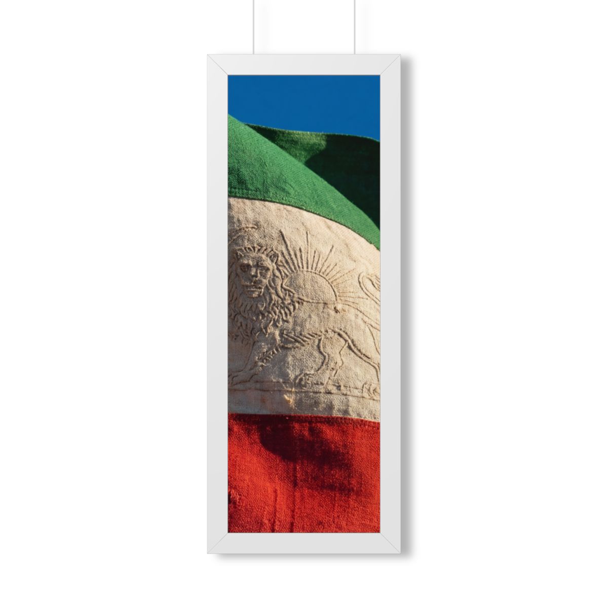 Framed Vertical Poster - Vintage Persian Lion and Sun Flag...