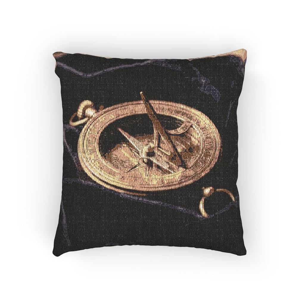 Woven Pillow Antique Brass Sundial Art