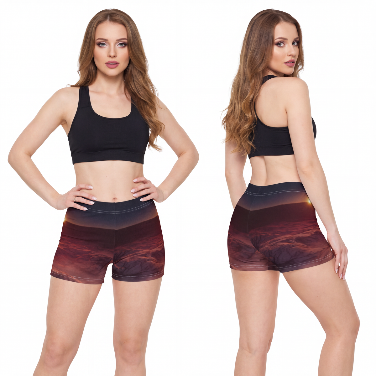 Women's Shorts - Martian Dawn Horizon | Echovira Gallery