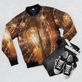 Men's Bomber Jacket - Shattered Amber Light Glass Art |...