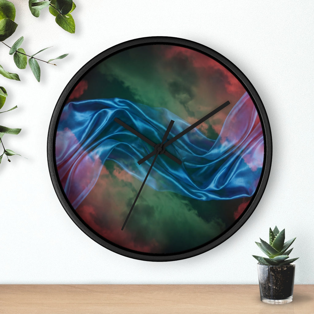 Wall Clock - Celestial Silk Waves Cloudscape Art | Echovira...