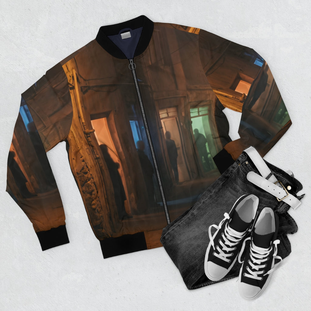 Men's Bomber Jacket - Shadowed Alleyway Mystery Art Print |...