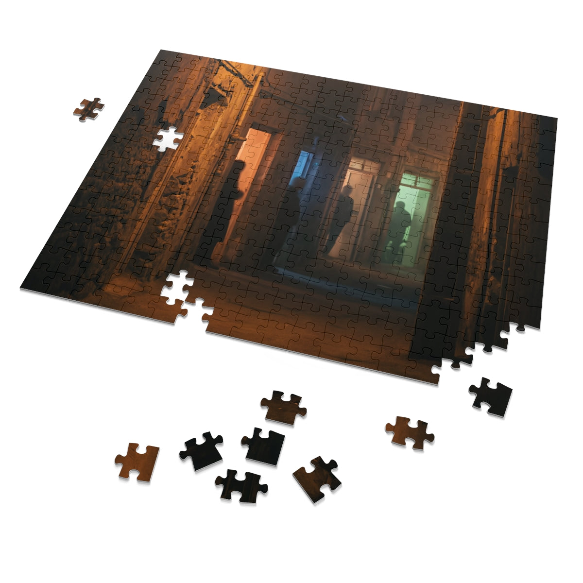 Jigsaw Puzzle with Tin - Shadowed Alleyway Mystery Art Print...