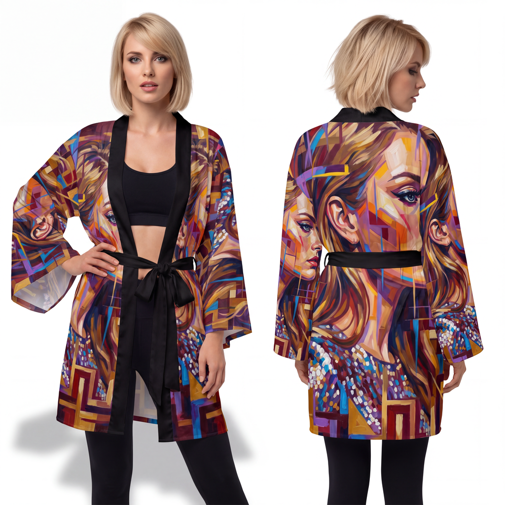 Long Sleeve Kimono Robe - Shattered Elegance | Echovira...