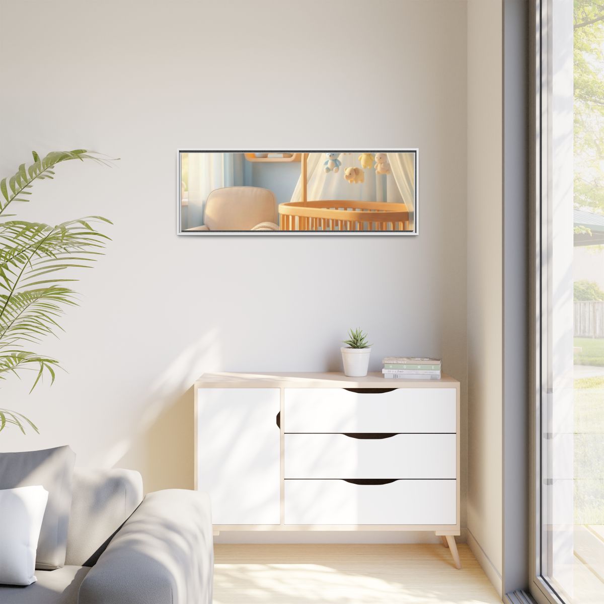 Matte Canvas, Framed - Dreamy Serene Nursery Art — White /...