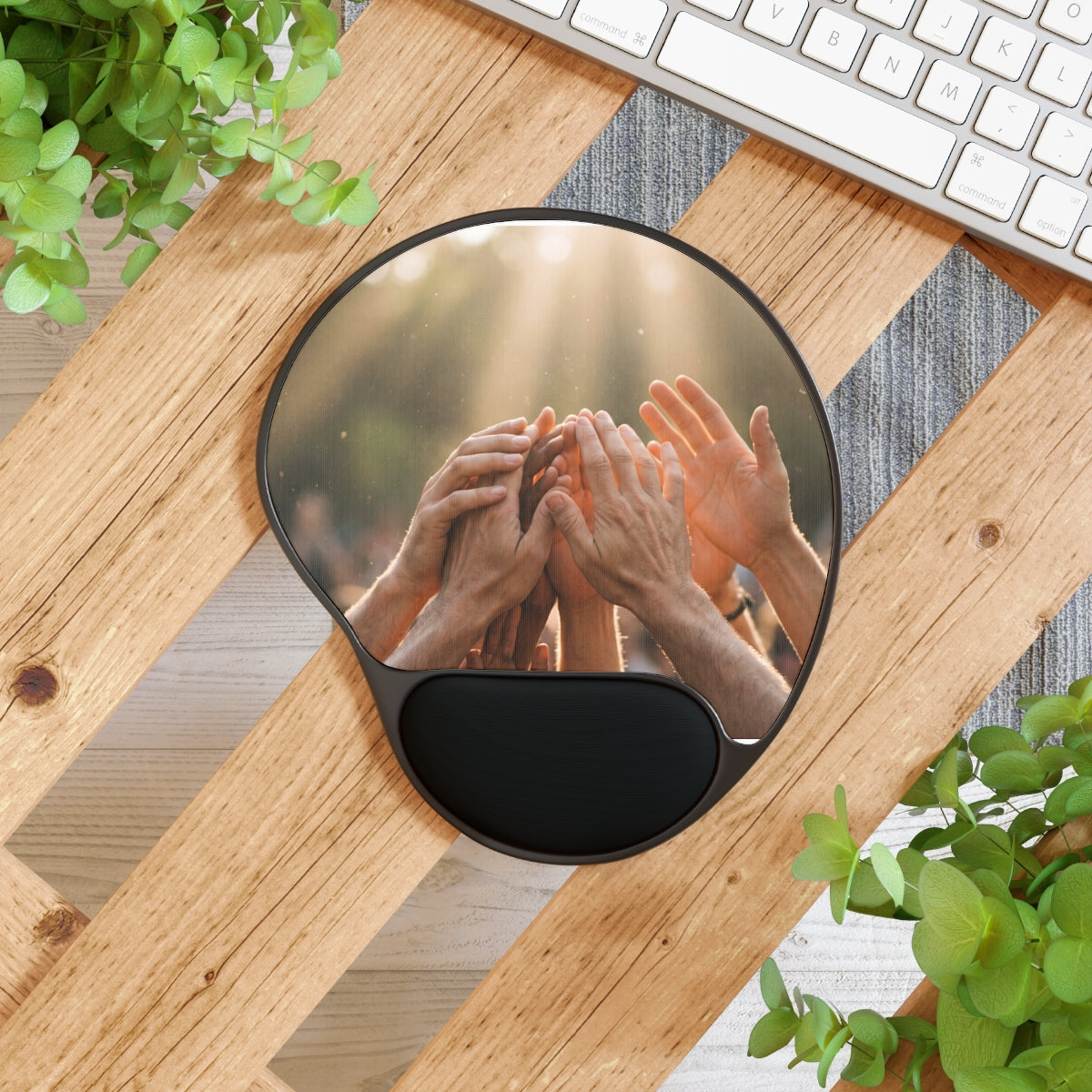 Mouse Pad With Wrist Rest - Golden Rays of Unity Wall Art |...