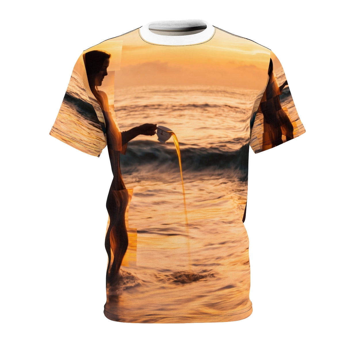 Men's Cut & Sew Tee Golden Sunset Coastal Art