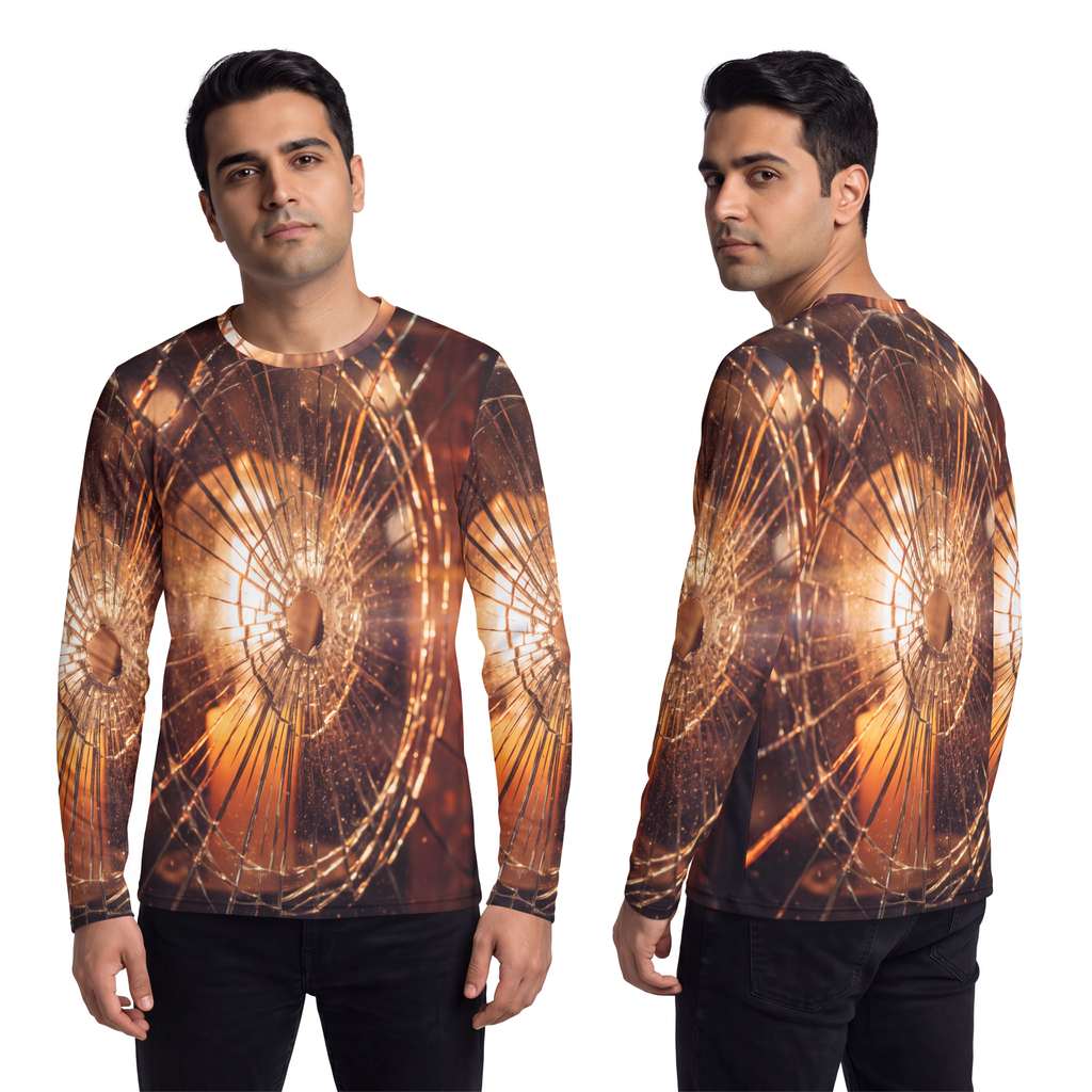 Men's Long Sleeve Shirt - Fractured Light - Shattered Glass...