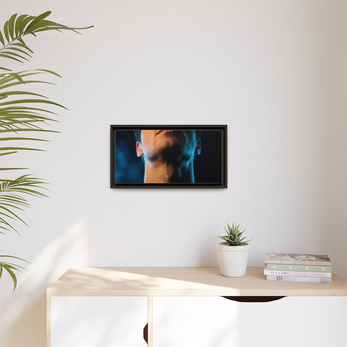 Matte Canvas, Framed - Neon Shadows Cinematic Portrait Art...