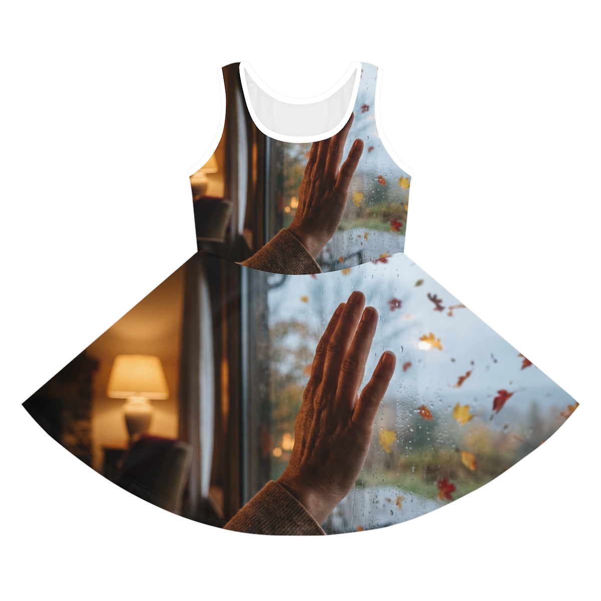 Girls' Sleeveless Sundress with Autumn Window Art