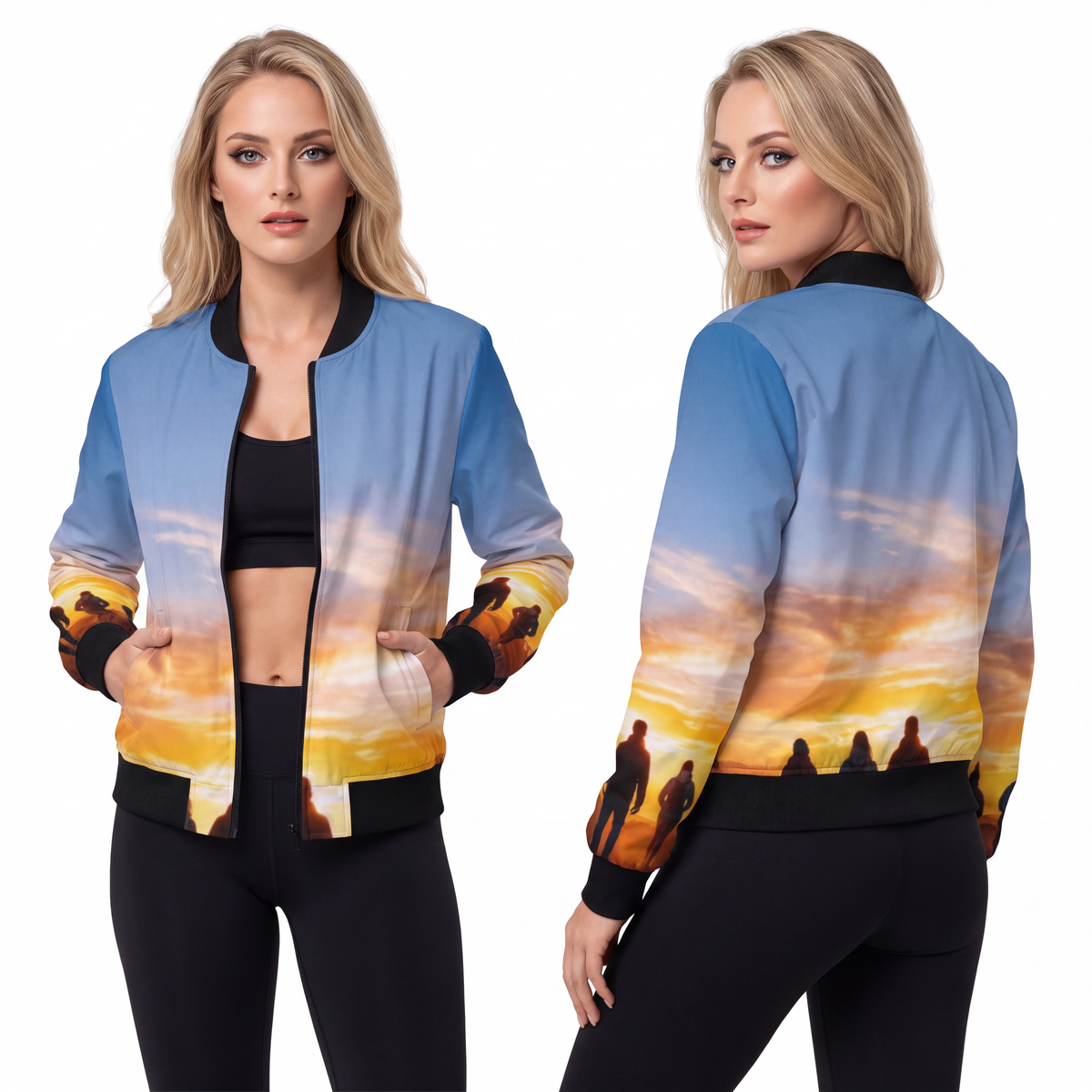 Women's Bomber Jacket - Sunset Trail | Echovira Gallery
