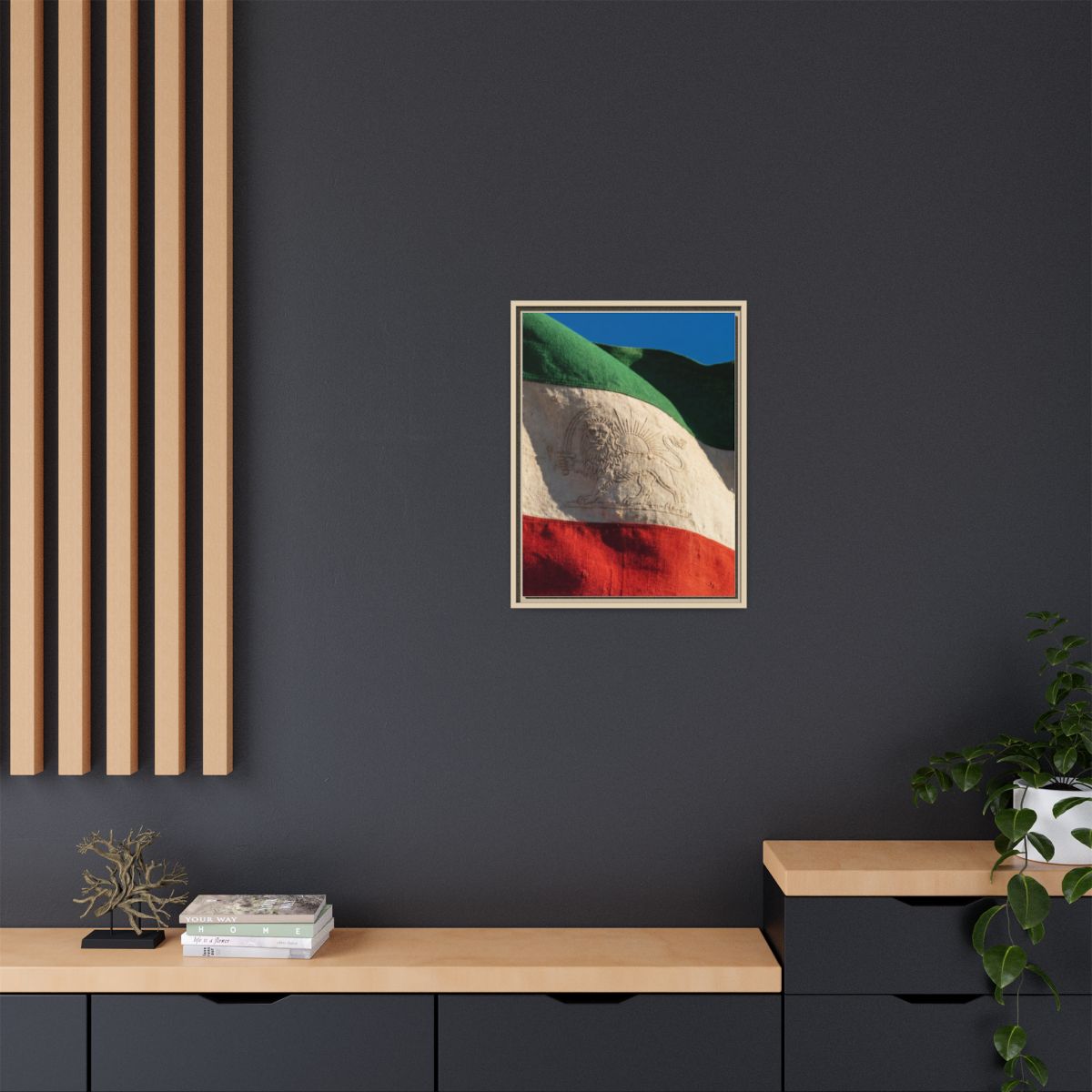 Framed Canvas Art - Distressed Flag — Natural / 1.25"