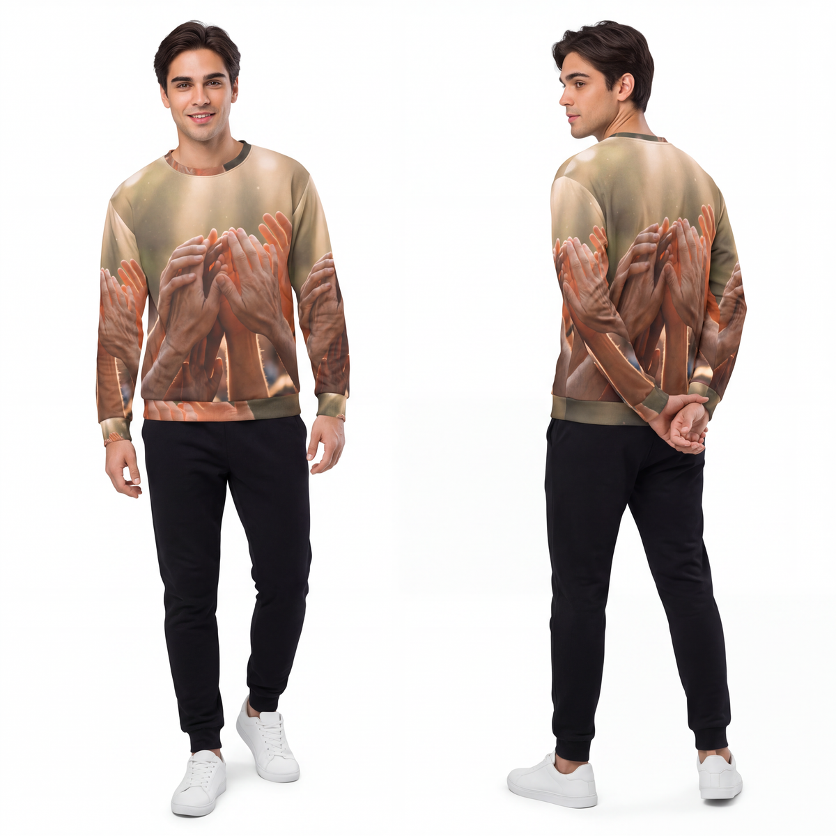 Men's Unisex Sweatshirt - Golden Rays of Unity Wall Art |...