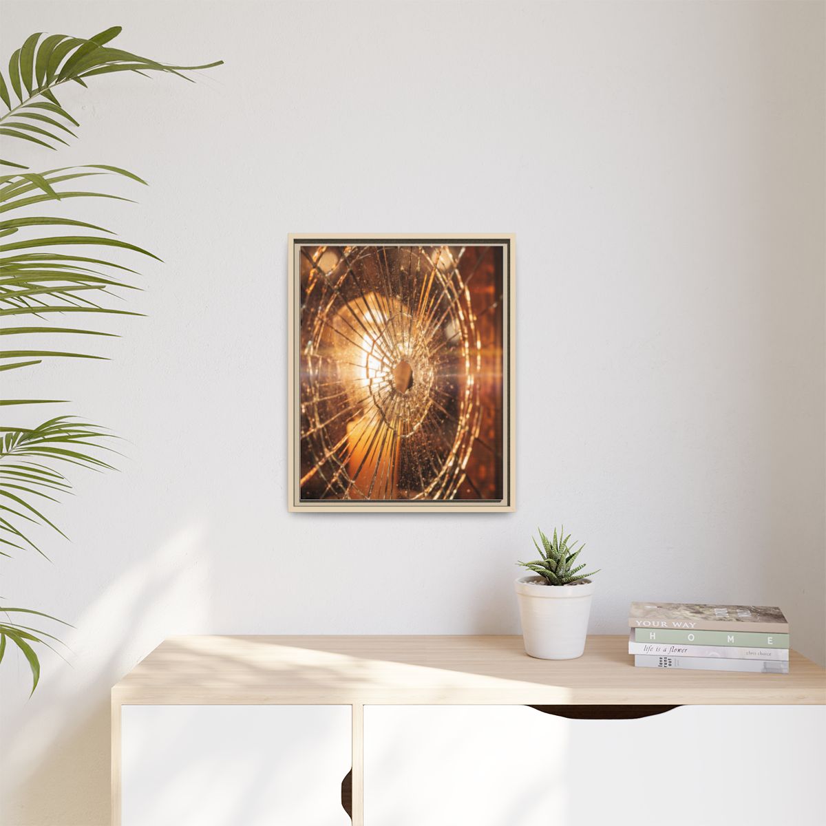 Matte Canvas, Framed - Golden Fractured Art — Natural /... |...
