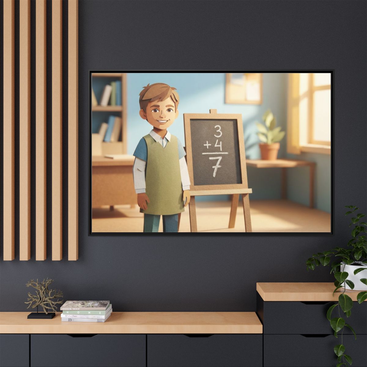 Matte Canvas Framed - Classroom Math Paper Art — Black /......