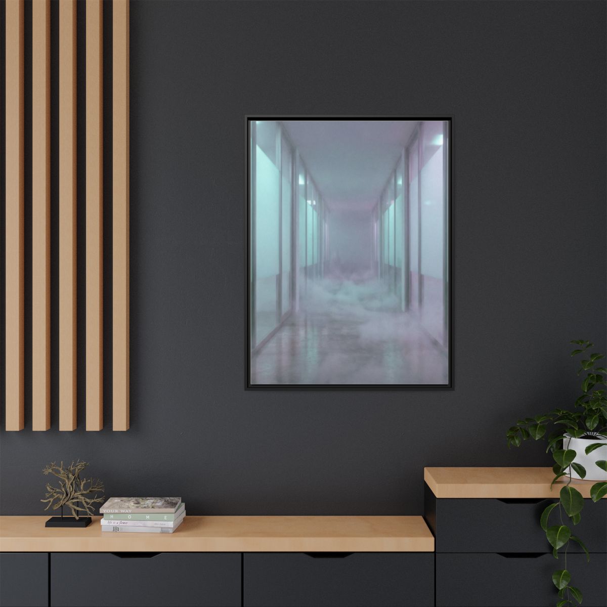 Matte Canvas, Framed - Liminal Corridor Fog Art Print —... |...