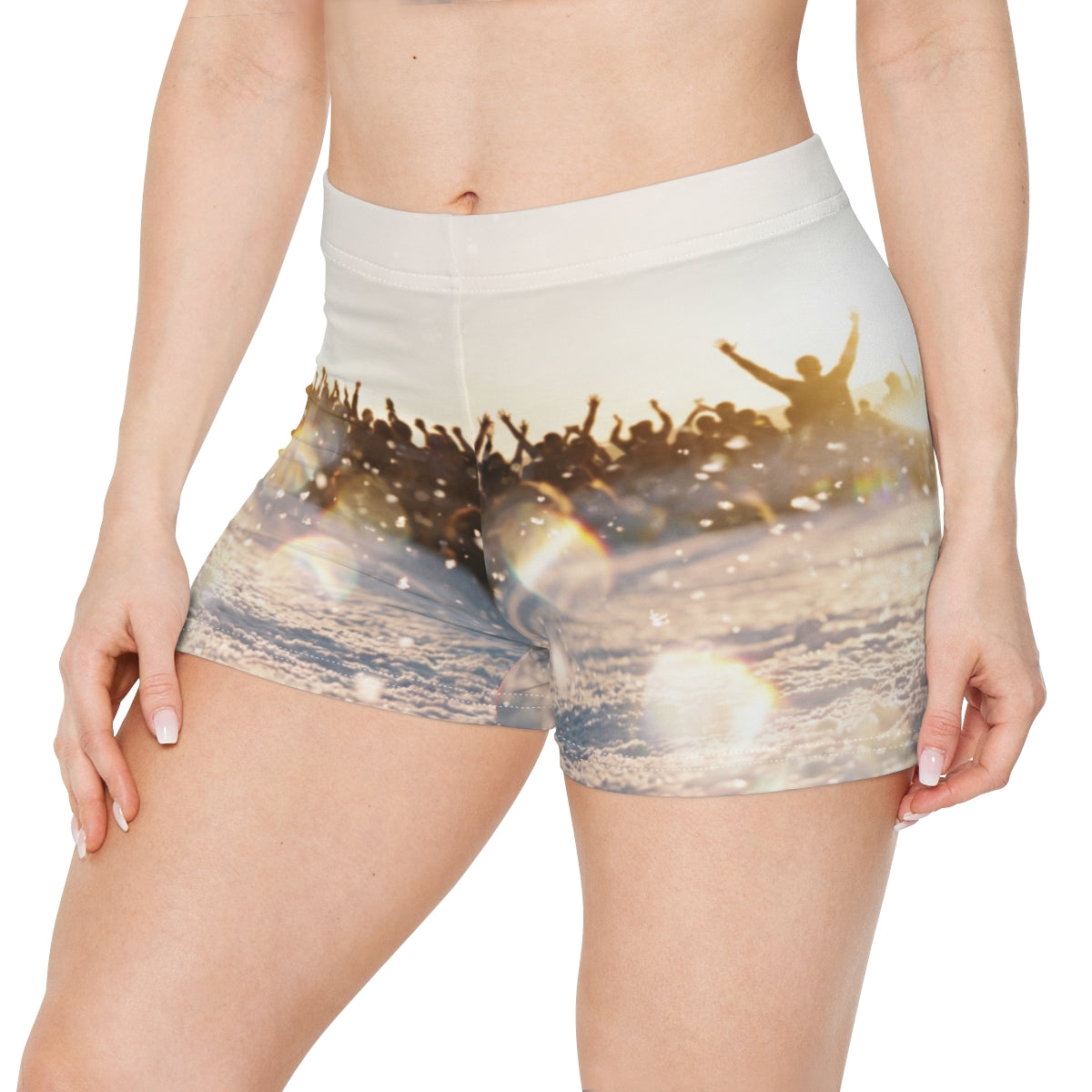 Women's Shorts with Golden Hour Crowd Art