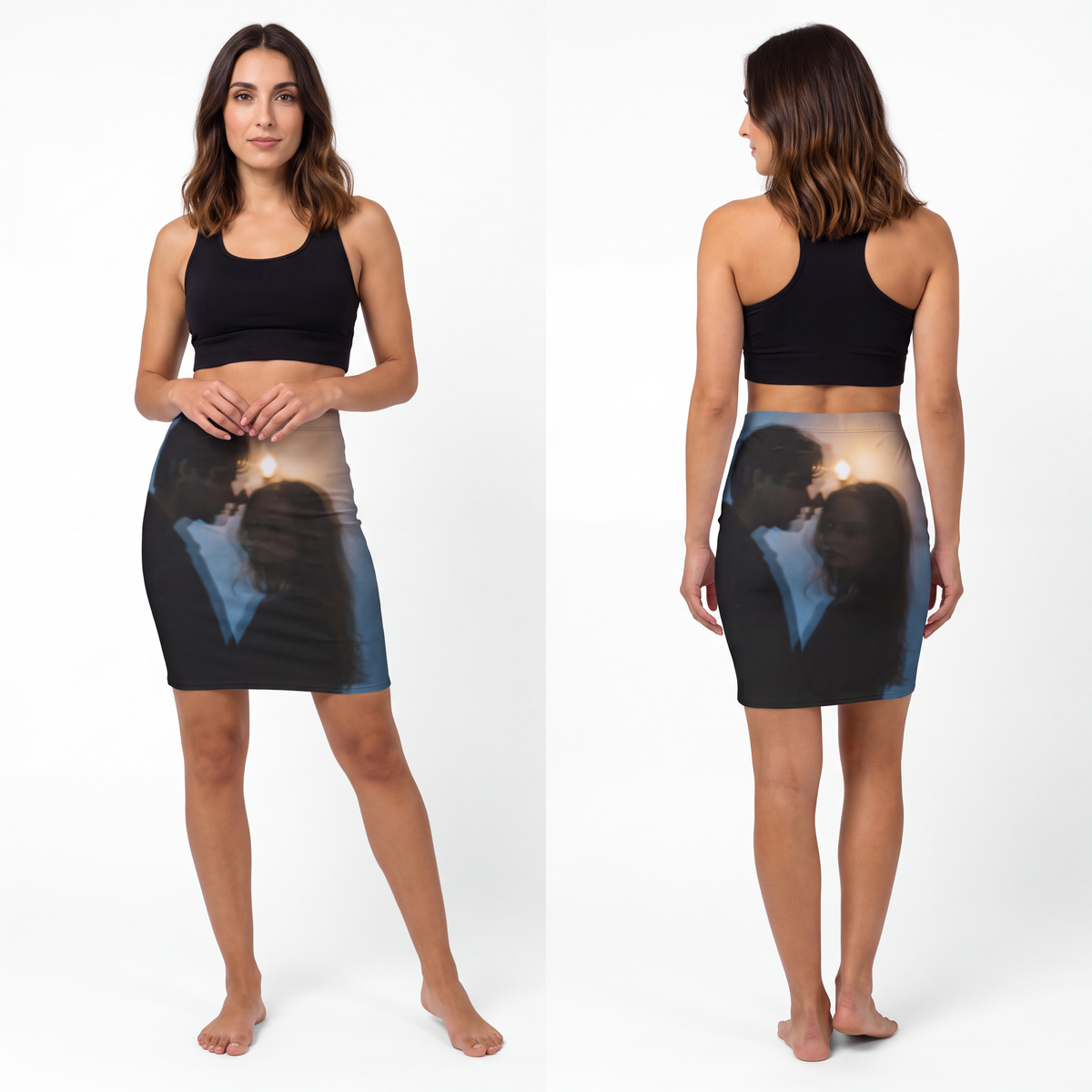 Women's Mid-Waist Pencil Skirt - Midnight Reflections Skirt...