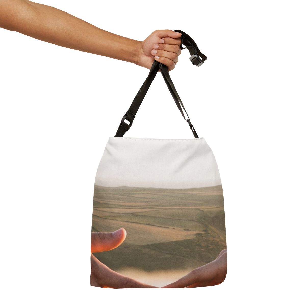 Adjustable Tote Bag - The Infinite Touch | Ethereal Coastal...