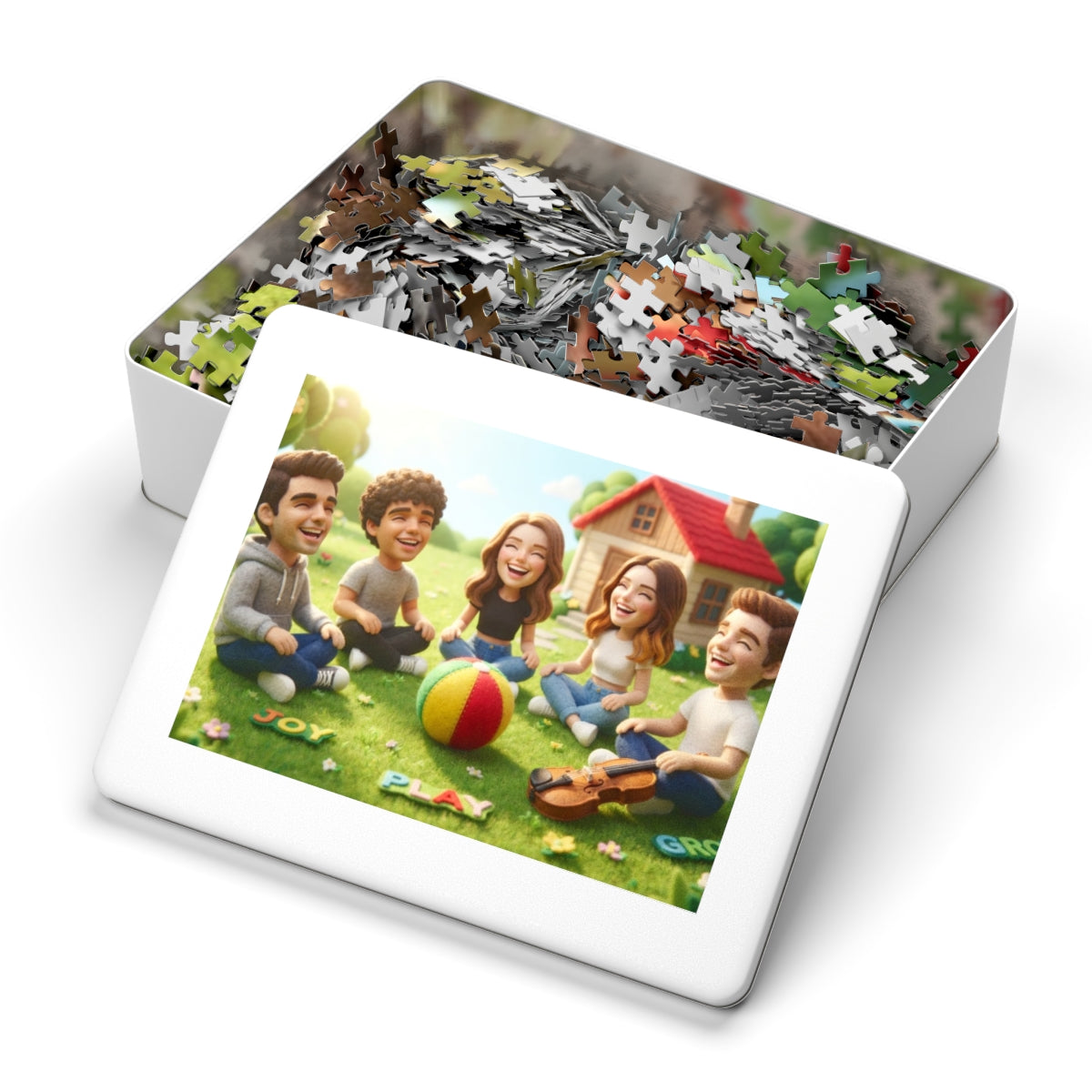 Jigsaw Puzzle with Tin - Meadow Pals (30, 110, 252, 500... |...