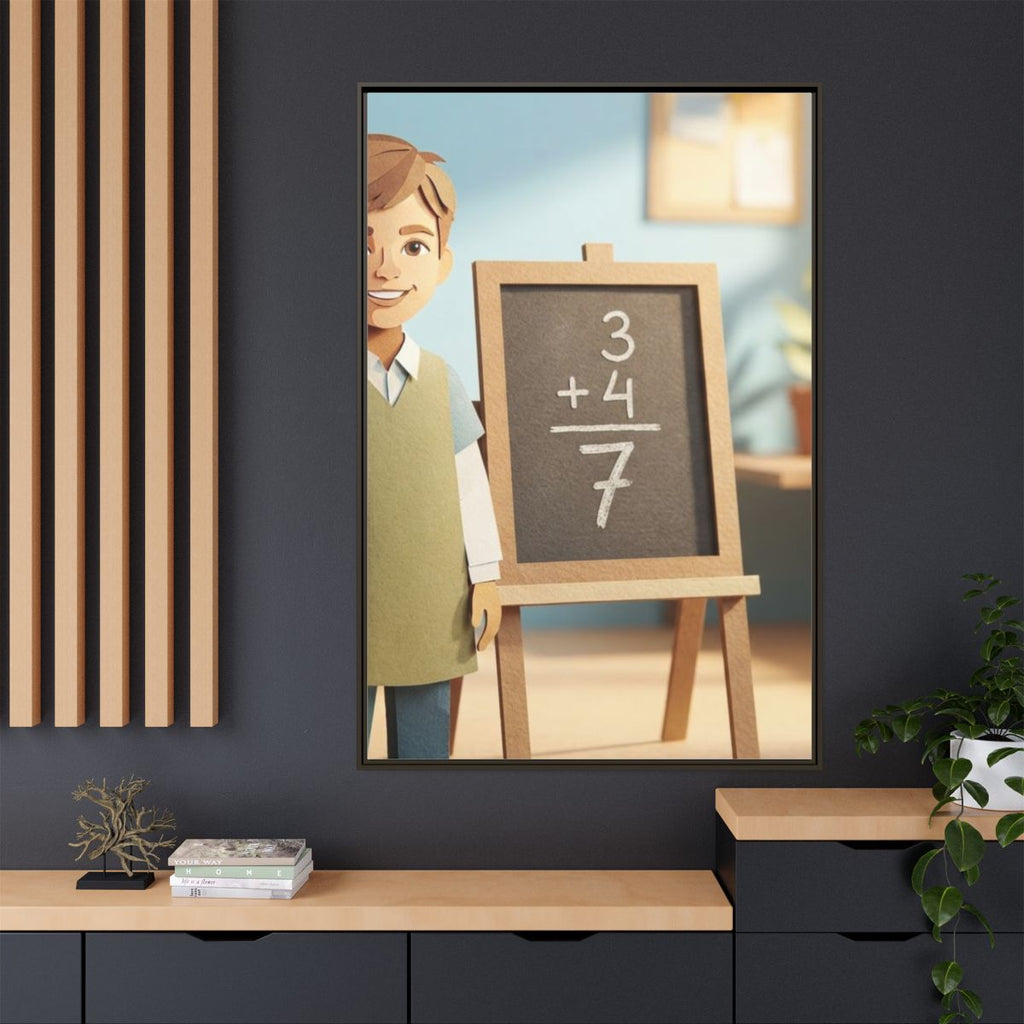 Matte Canvas Framed - Classroom Math Paper Art — Espresso /...