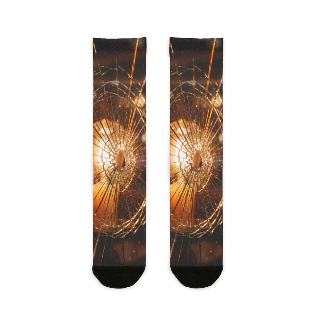 Sublimation Crew Socks - Fractured Light Golden Hour Art |...