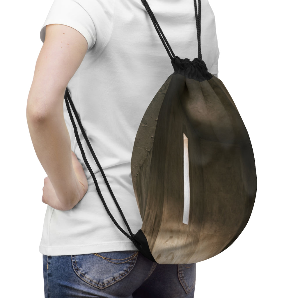 Drawstring Bag - Shadows of the Citadel moody architectural...