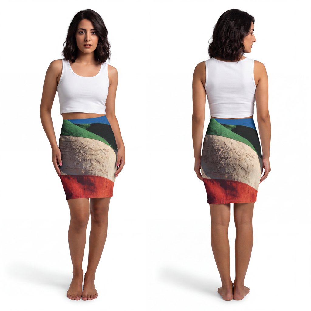 Women's Mid-Waist Pencil Skirt - Vintage Persian Lion and......