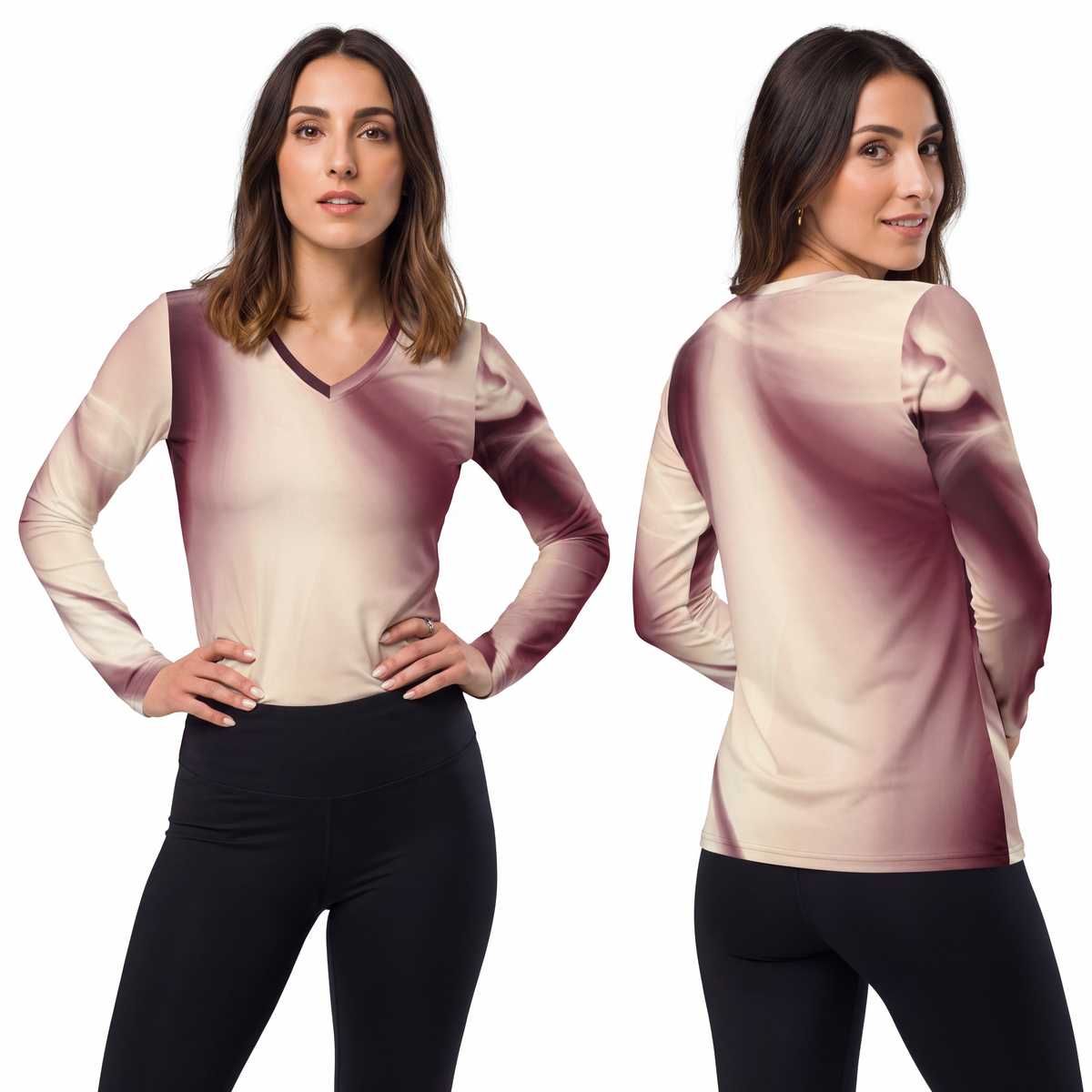 Women's Long Sleeve V-neck - Whispered Shadows | Echovira...