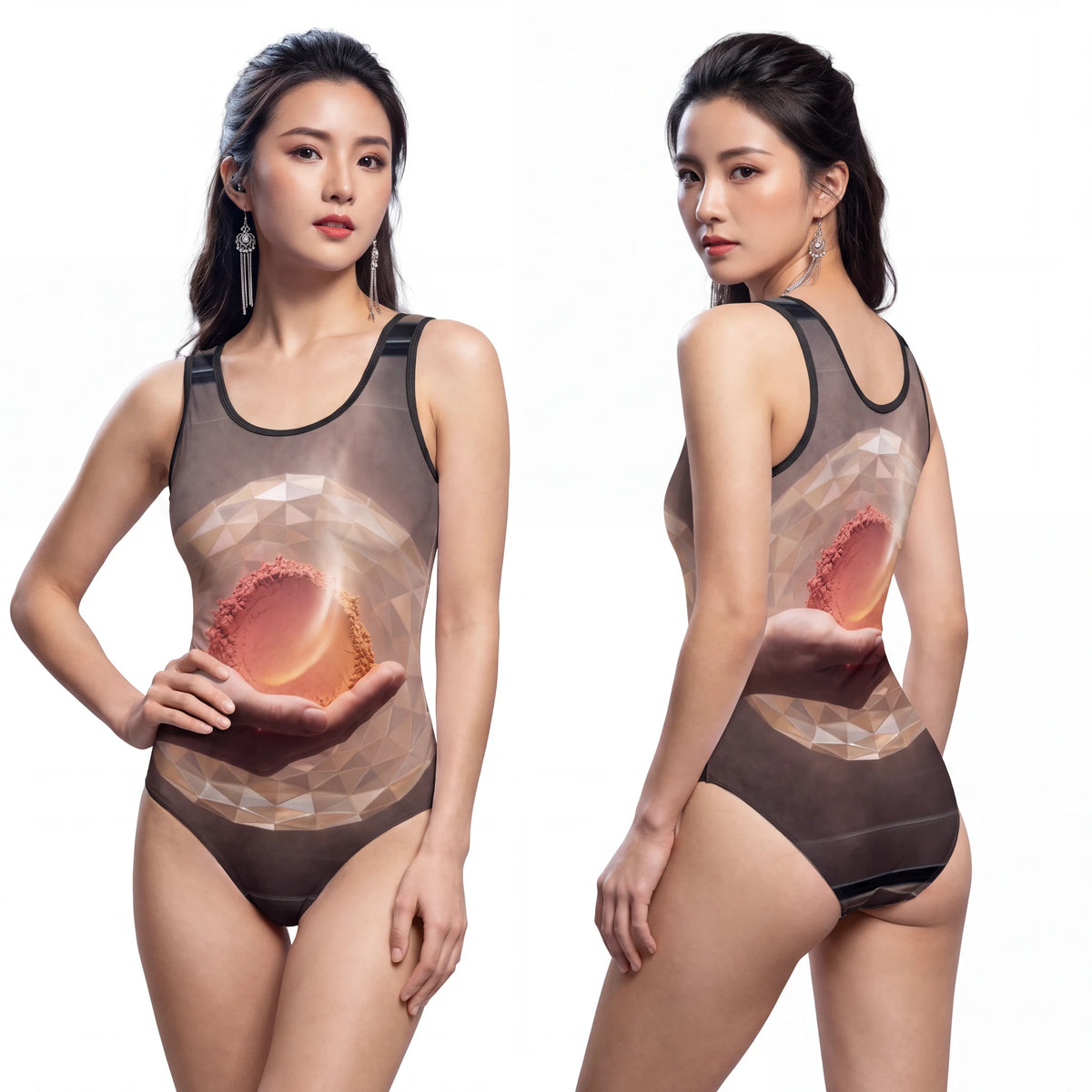 Women's One-Piece Swimsuit Cosmic Geode Art
