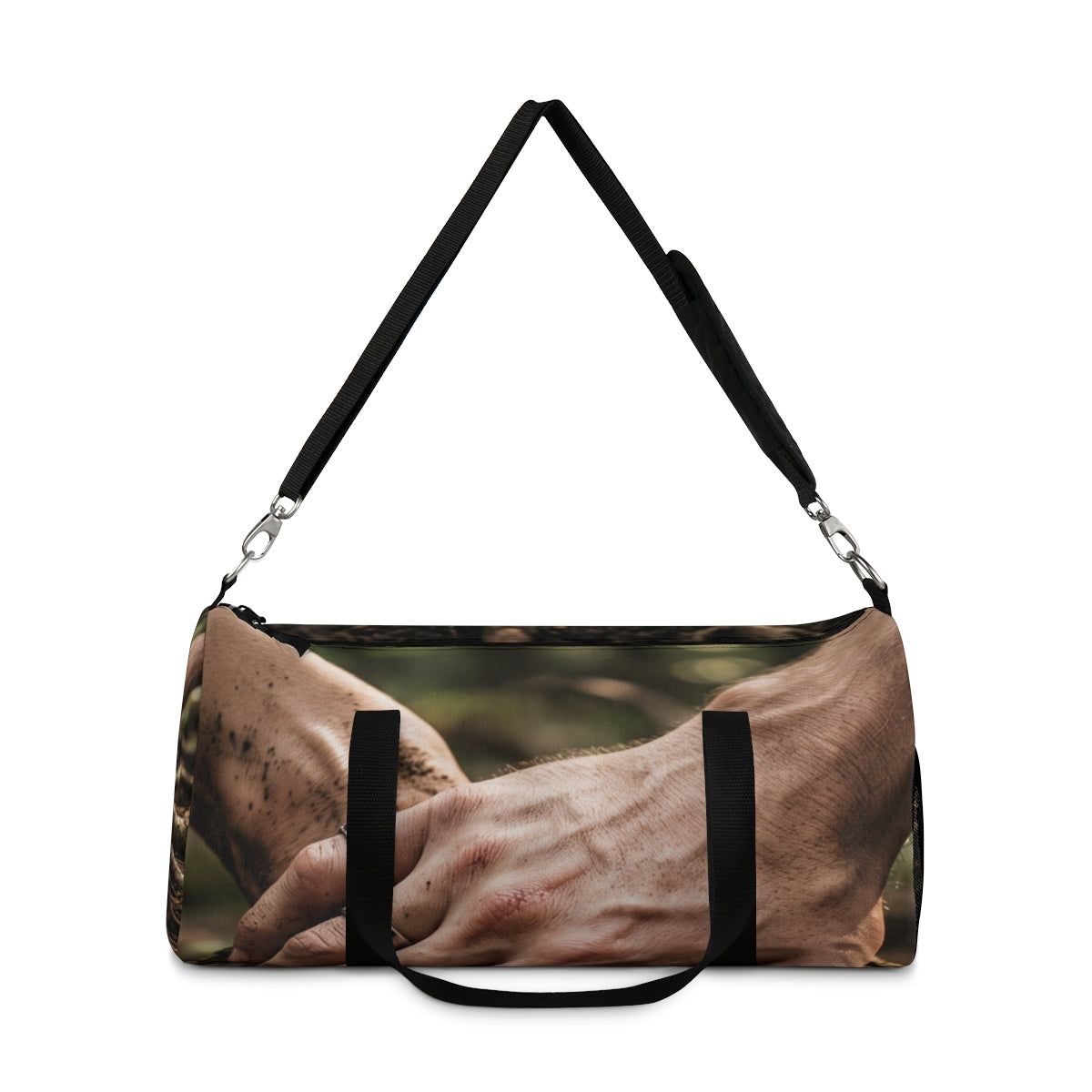 Duffel Bag with Forest Roots and Hands Art