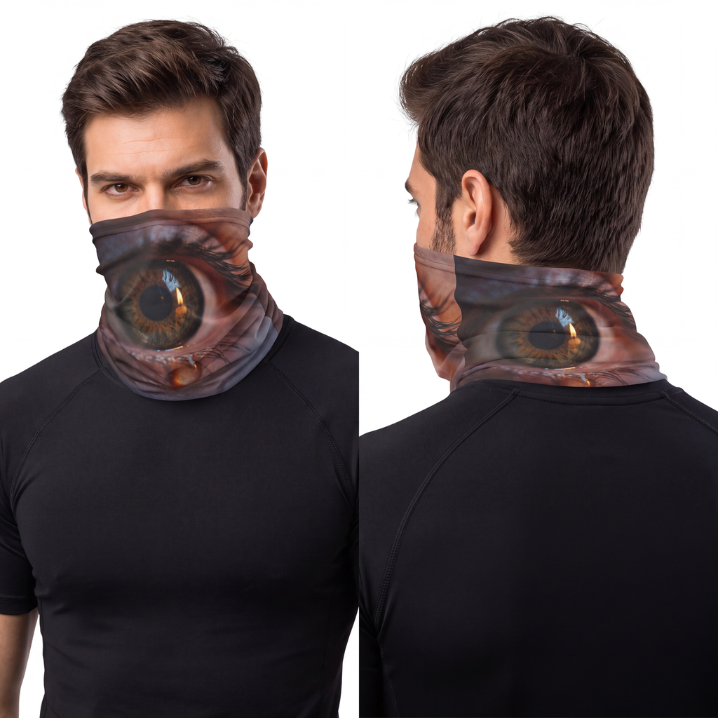 Men's Lightweight Neck Gaiter - Amber Iris Reflection Fine...