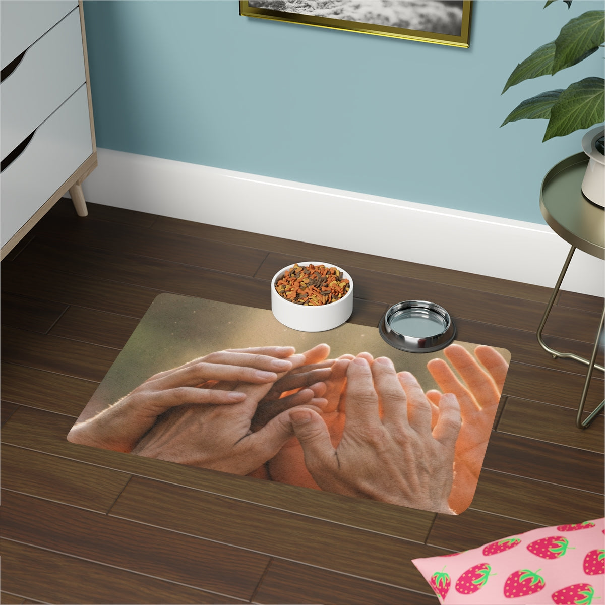 Pet Food Mat - Golden Rays of Unity Wall Art | Echovira...