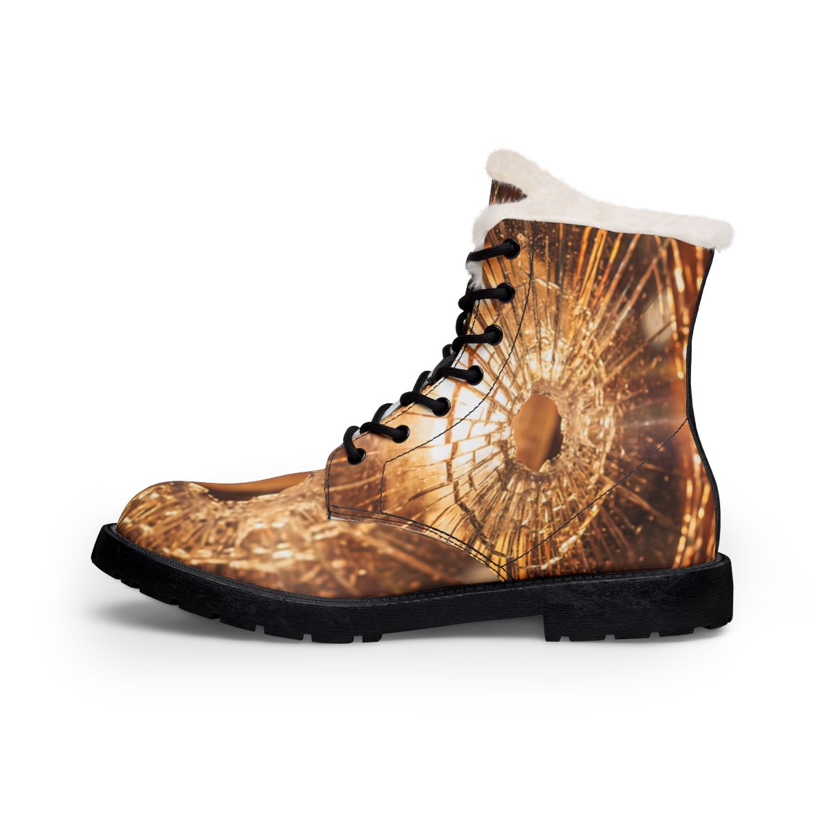 Men's Boots - Golden Fracture Fur & Leather Boots | Echovira...