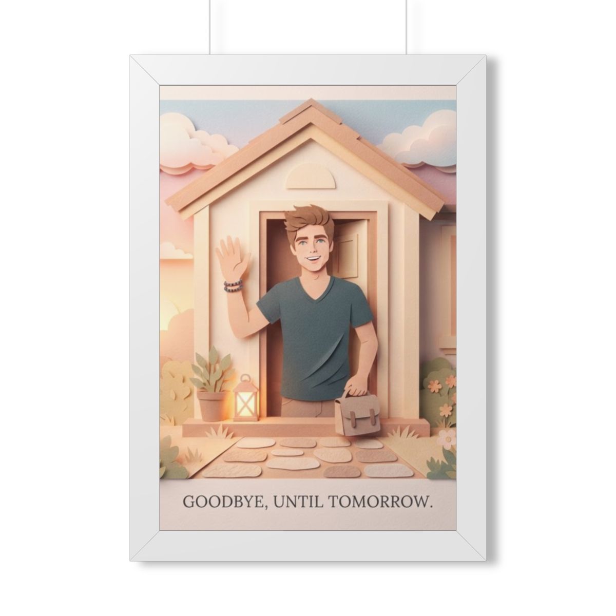 Framed Vertical Poster - Safe Journey Paper Cut Home Art —...