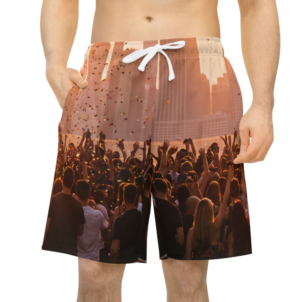 Men's Athletic Long Shorts - City Lights | Echovira Gallery