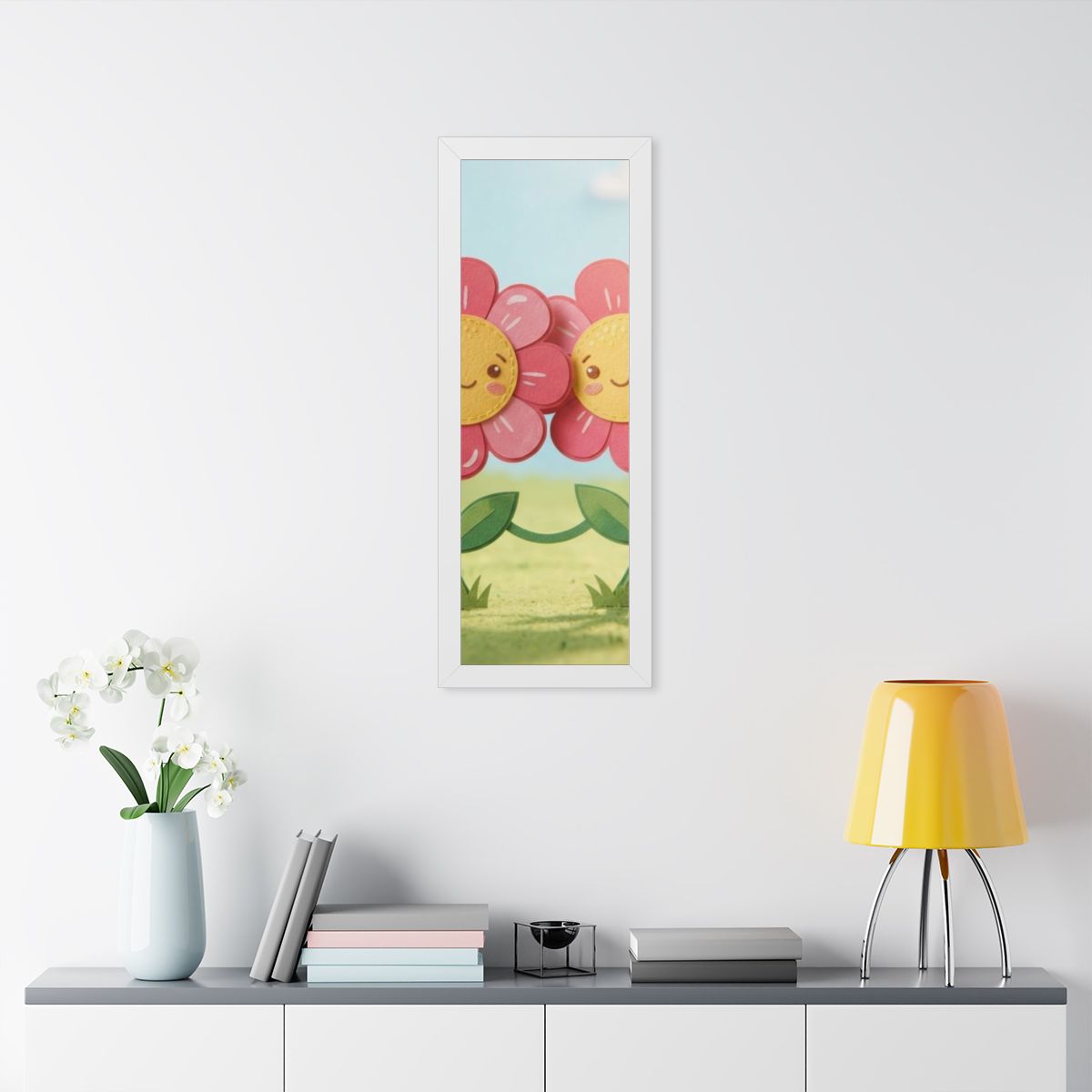 Framed Vertical Poster - Blooming Friends Papercraft Floral...